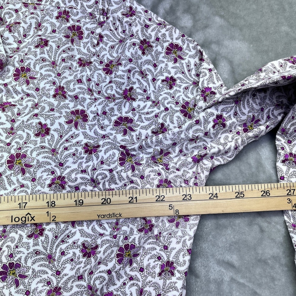 Lands' End Women's Floral Print‎ No Iron Pinpoint Oxford Button Down Shirt Sz 18 - Picture 2 of 7